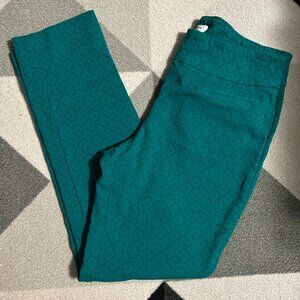 Crown‎ & Ivy Teal Textured Print Pull-on Pants Women's Size 12